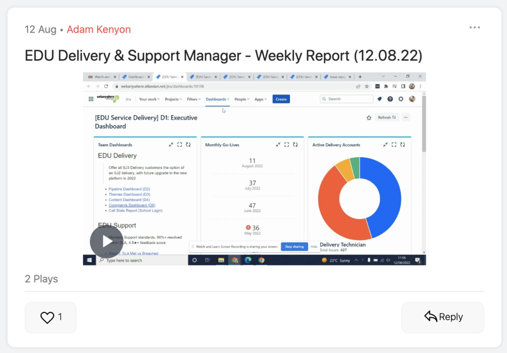 Delivery Screencast Report 